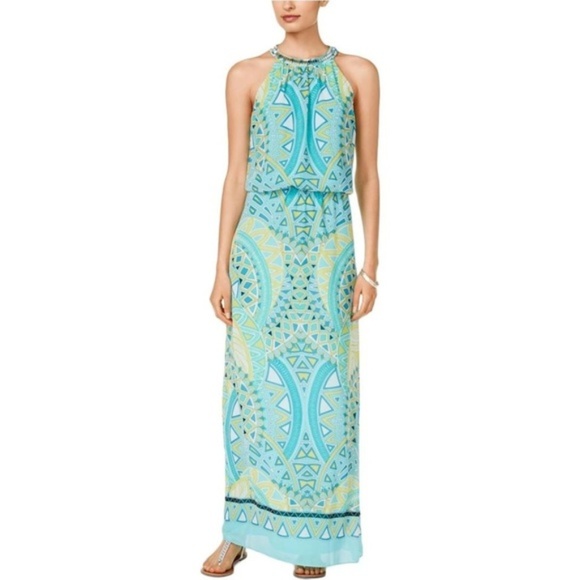 MSK - Multi color Printed Halter Maxi Dress - Picture 4 of 4